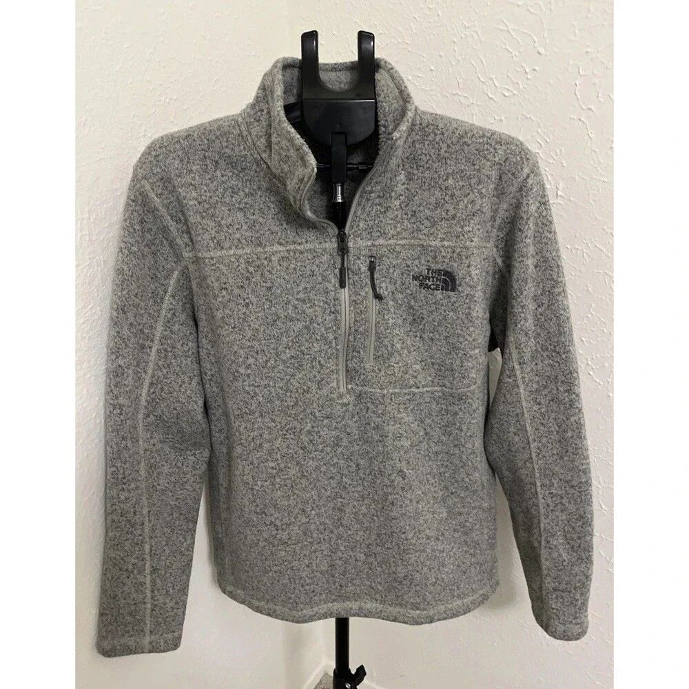THE NORTH FACE Men's Gordon Lyons 1/4 Zip Fleece Pullover Grey Size Large